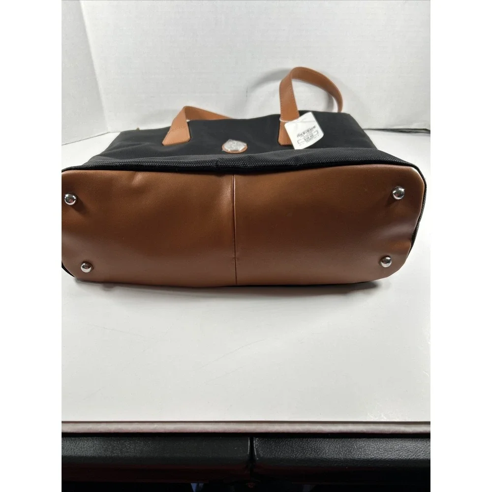 joy mangano‎ handbag Overnight Black Canvas Bag Tote Purse Laptop